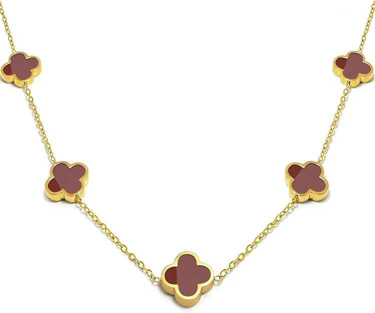18K Gold/Silver Plated Four Leaf Clover Necklace Dainty Non Tarnish Gold Necklace for Women Trend... | Amazon (US)