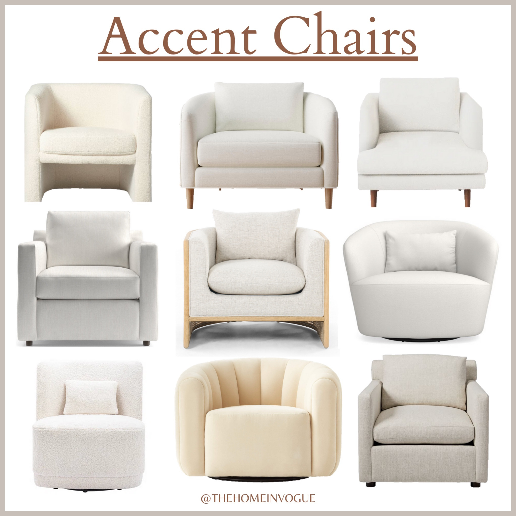 Accent chairs, upholstered arm chair, swivel arm chair, velvet chair, boucle chair, barrel chair 

#LTKhome #LTKFind #LTKsalealert