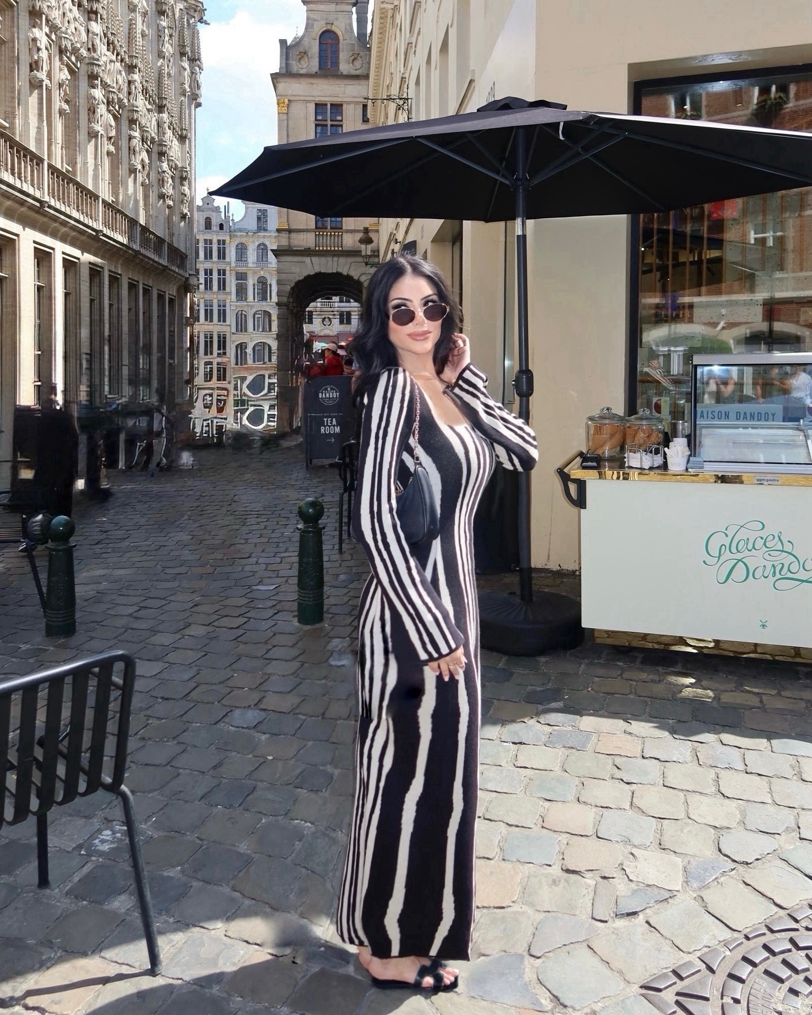 dress link: https://www.na-kd.com/en/products/jacquard-knitted-maxi-dress-blackbeige-1100-009628-0053