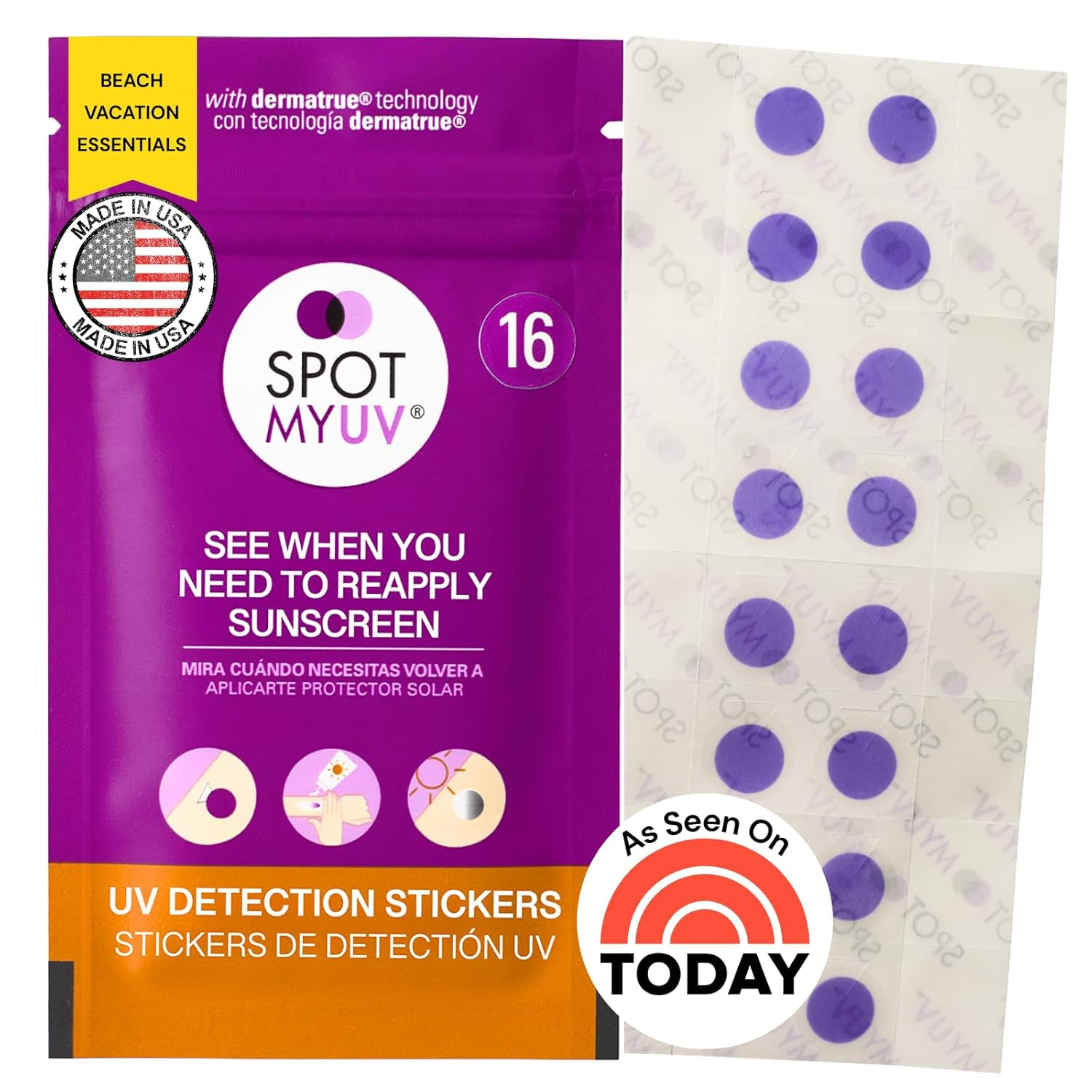 SpotMyUV UV Detection Stickers for Sunscreen with Patented Dermatrue SPF Sensing Technology, Know... | Amazon (US)