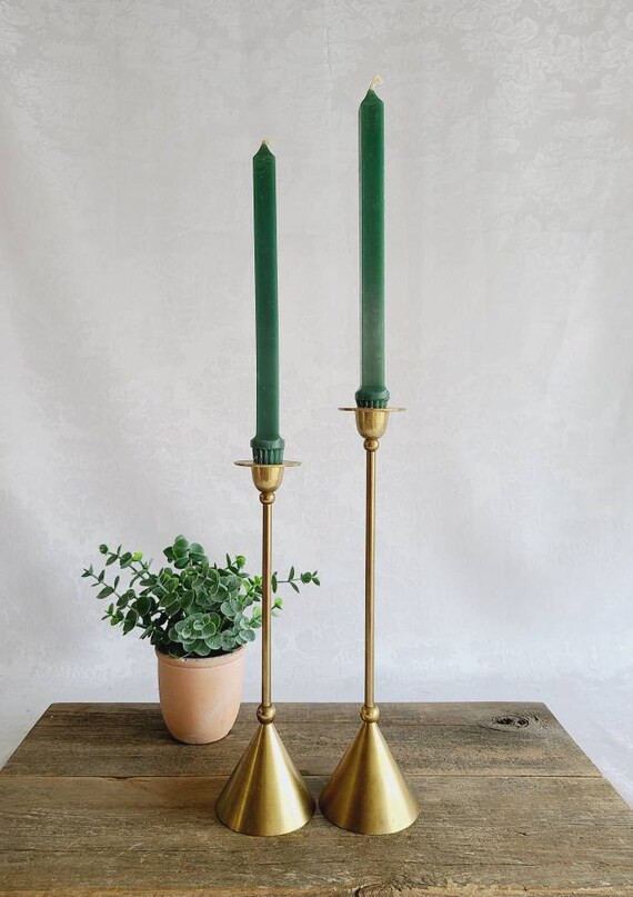 Vintage brass candle holder pair | table decor | holiday decor | brass candlestick holders | ente... | Etsy (US)