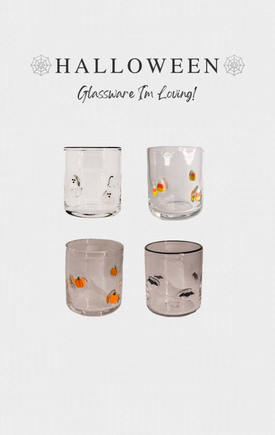 I couldn’t resist these Halloween glassware pieces 🤍 The quality is so good, they’re super cute, and a fraction of what you’d pay for the designer versions (think Pottery Barn). Linking them here before they sell out!

#LTKSeasonal #LTKU #LTKHome