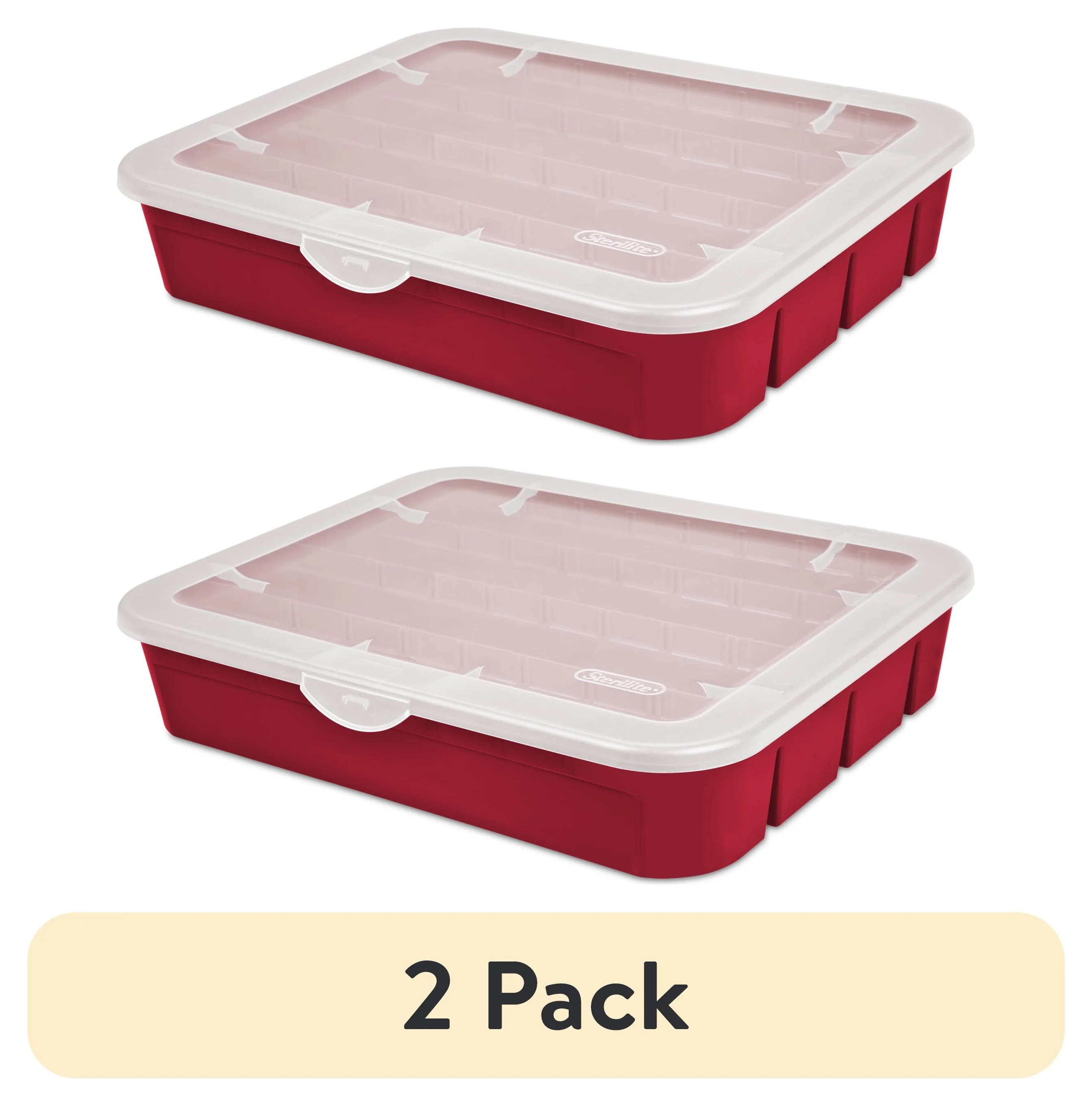 (2 pack) Sterilite Adjustable Ornament Box, Stackable Storage Bin with Lid, Dividers Create up to... | Walmart (US)