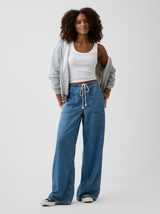 Mid Rise Pull-On Soft Wide-Leg Jeans | Gap Factory | Gap Factory