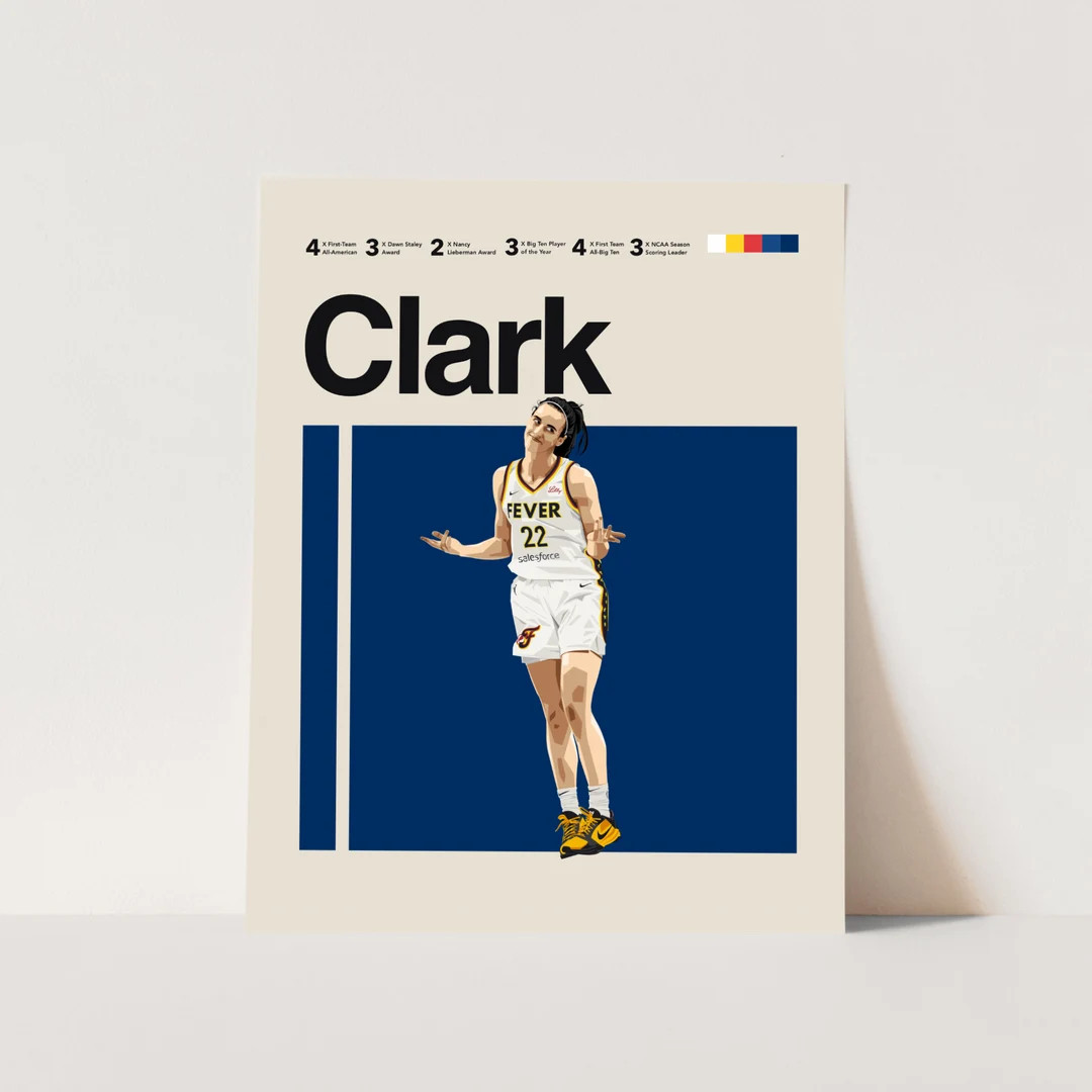 Caitlin Clark Poster, Indiana Fever, WNBA Poster, Minimalist, Helvetica, Mid-century Modern, Girl... | Etsy (US)
