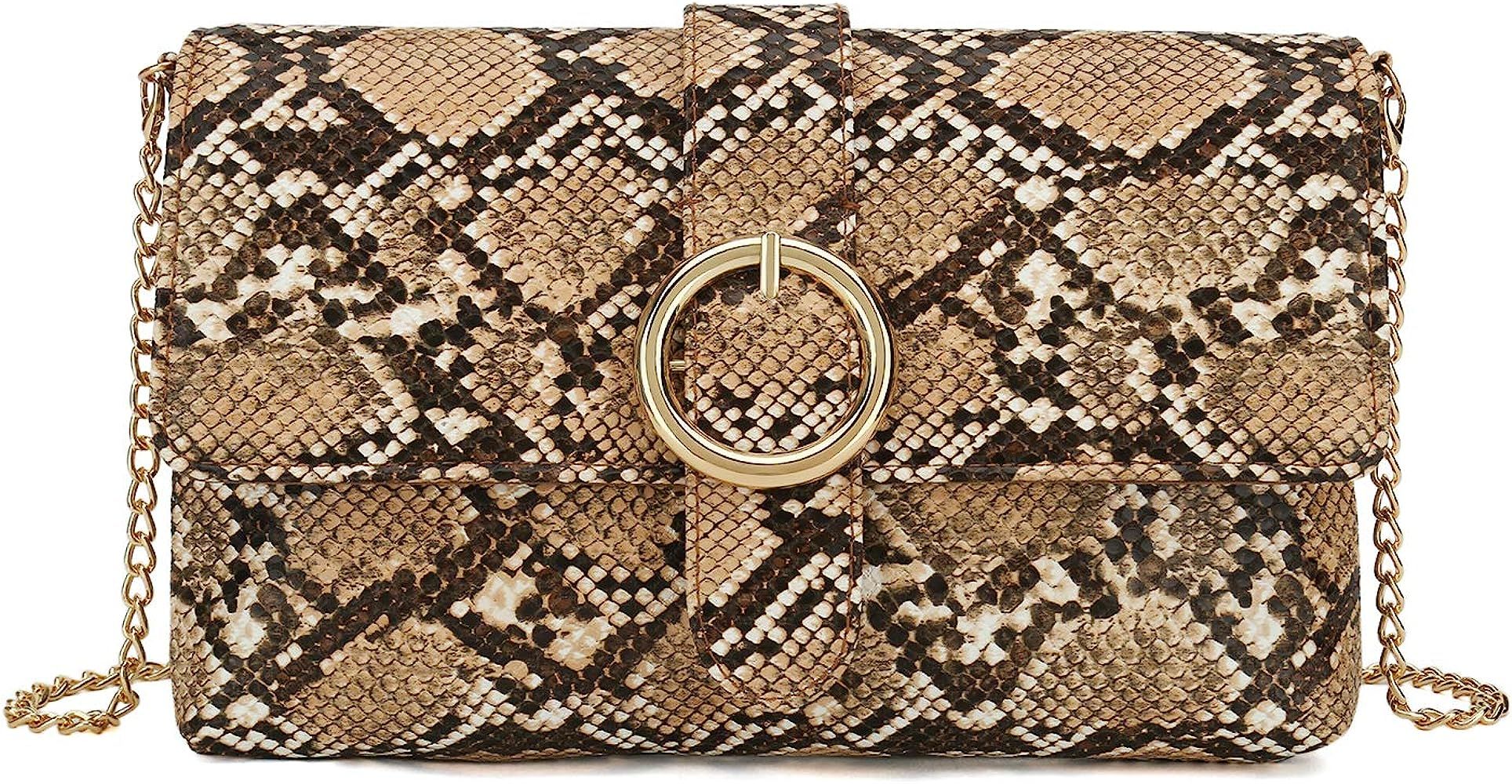 Charming Tailor Snake Clutch Purse with Wrist Strap PU Python Clutch Dress Handbag (Beige): Handb... | Amazon (US)