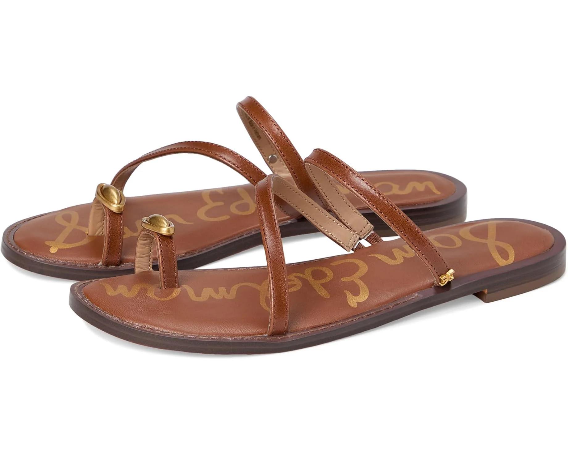 Sam Edelman Women's Harlyn Toe Strap Flat Sandal Cognac 8M | Walmart (US)