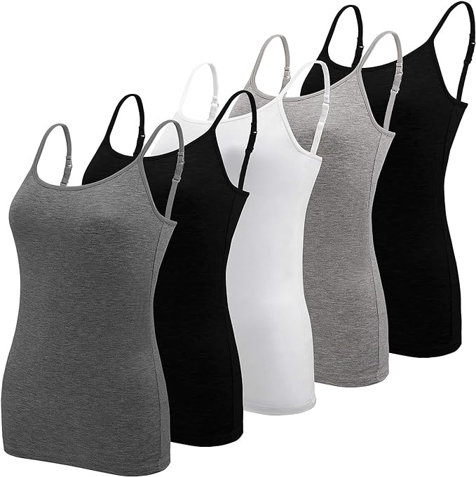 BQTQ 5 Pcs Women's Camisole Tank Top Undershirt Spaghetti Strap Basic Camisoles | Amazon (US)