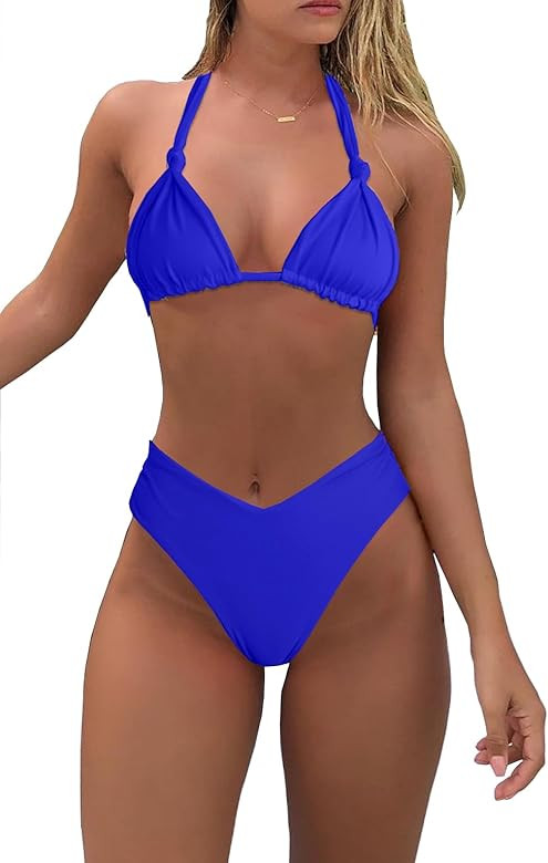 Bikini Sets for Women Sexy Halter Triangle String Bikini Cheeky V Cut High Waisted Thong Swimsuit... | Amazon (US)