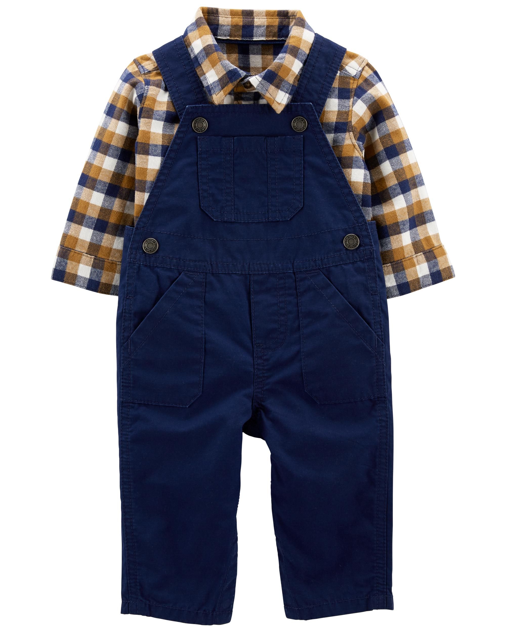 2-Piece Plaid Shirt & Overall Set | Carter's