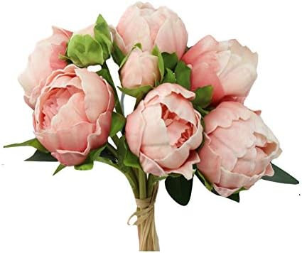 Angel Isabella, LLC Real Touch Peony Bouquet - 6 Blooms 2buds PU Life-Like Realistic Touch Artifi... | Amazon (US)