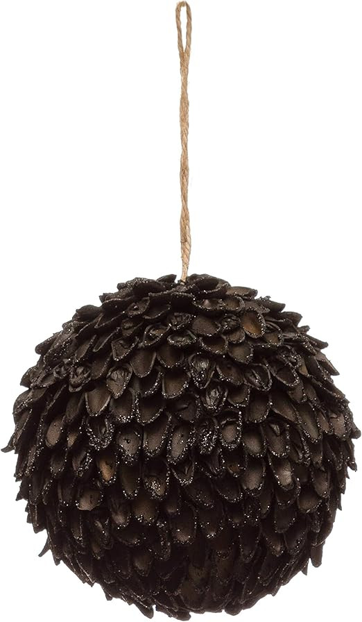Creative Co-Op 4-1/2" Round Pinecone Ball w/Black Glitter Tips, Ornaments | Amazon (US)