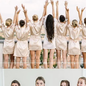 Champagne Bridesmaid robe, getting ready robe, solid silky satin robe, plus and kid sizes, mother... | Etsy (US)