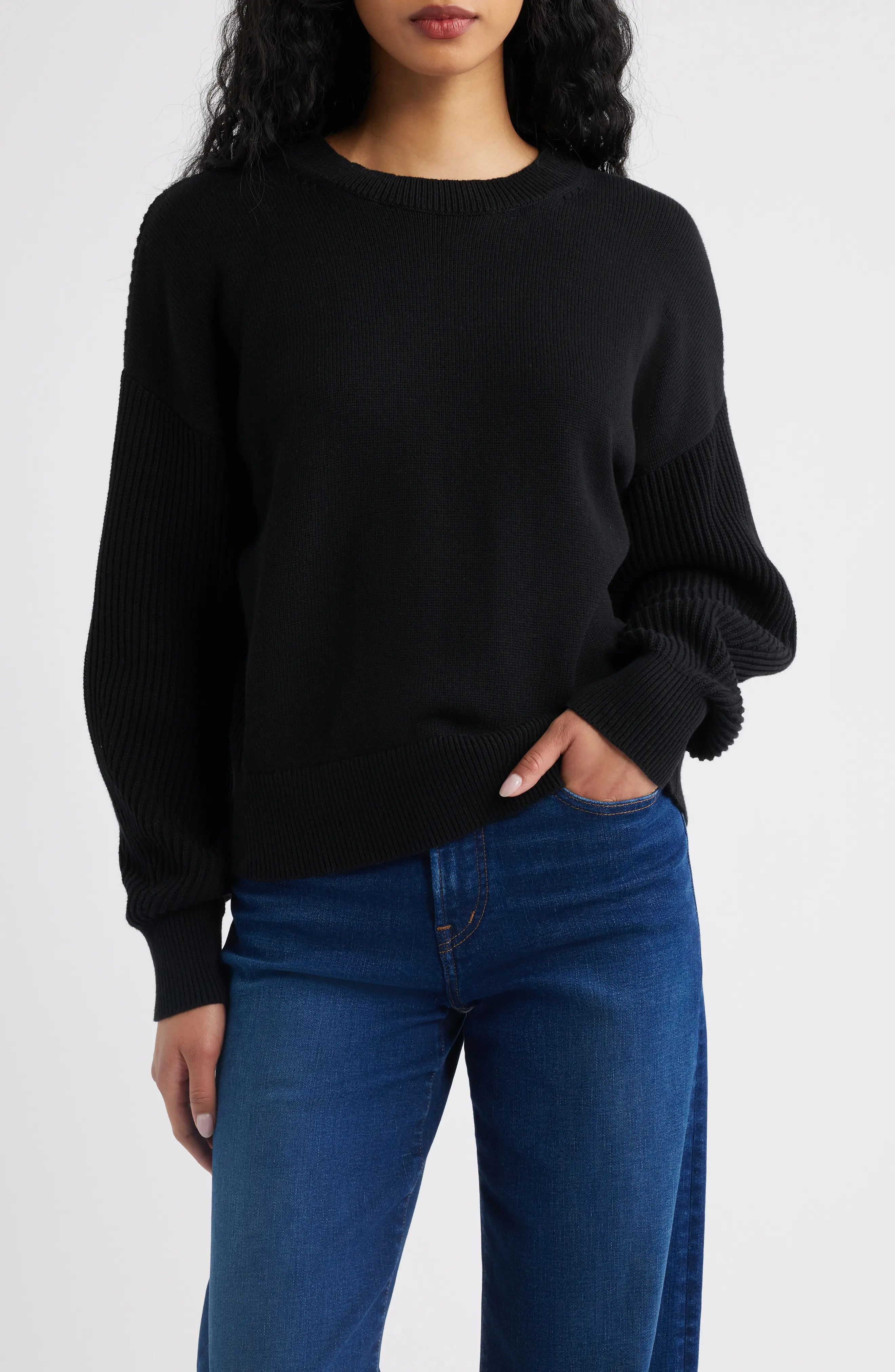 Rib Drop Shoulder Crewneck Sweater (Women) | Nordstrom | Nordstrom