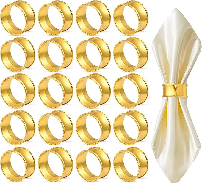 Supkiir 20PCS Gold Napkin Rings, 1.8inch Metal Gold Napkin Rings Buckles for Table Decor for Chri... | Amazon (US)