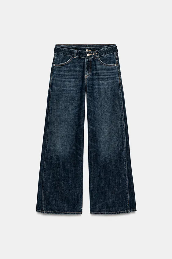 MID-RISE - BELT - PLEATS. Mid-rise jeans featuring front and back pockets. Includes a matching fa... | Zara US