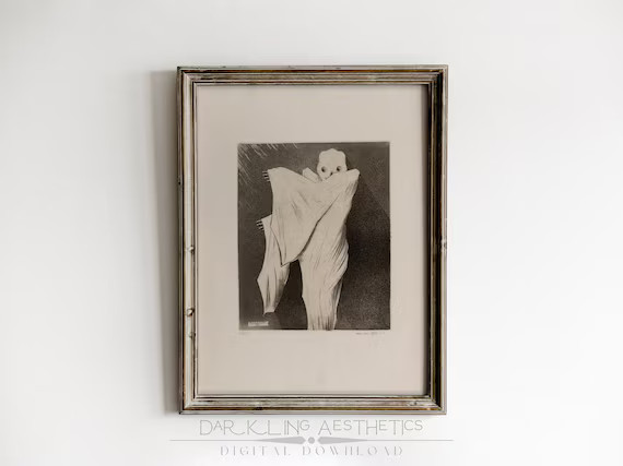 Vintage Ghost Sketch | Moody Halloween Gothic Horror Printable Wall Art | Dark Academia Aesthetic... | Etsy (US)