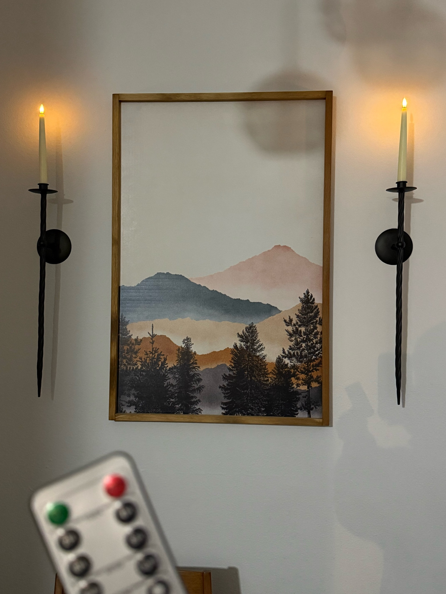 The remote taper candles in these scones make this corner so dreamy!

#LTKFindsUnder50 #LTKHome