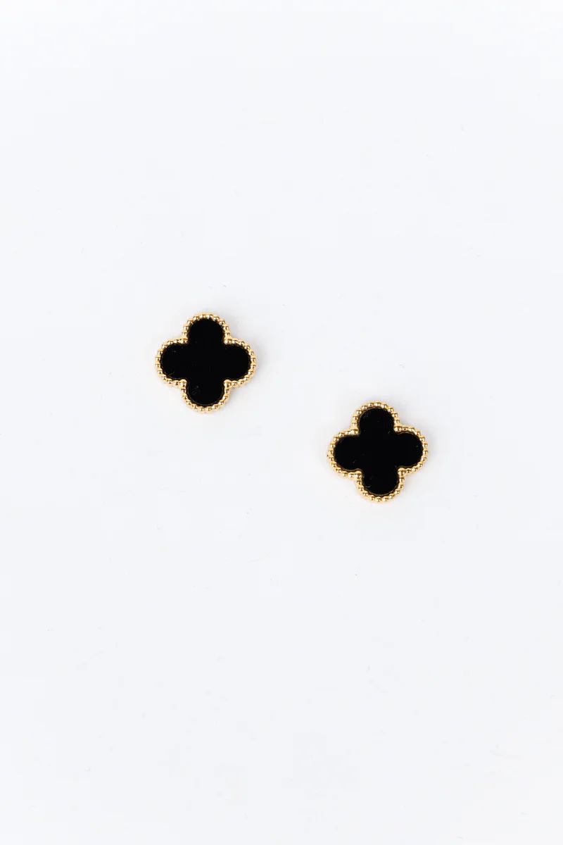 Alora Clover Earrings- Black | Avara