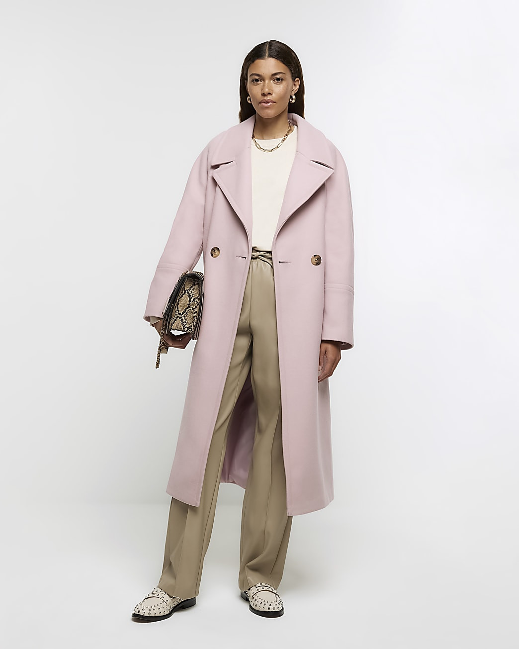 Pink oversized coat | River Island (US)