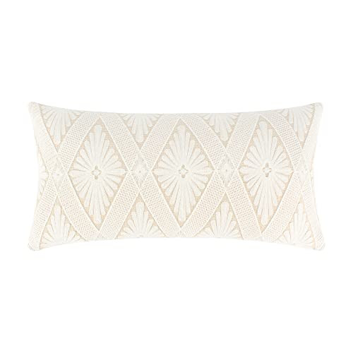 Levtex Home - Lorrance - Decorative Pillow (12x24in.) - Diamond Embroidered - Cream and White | Amazon (US)