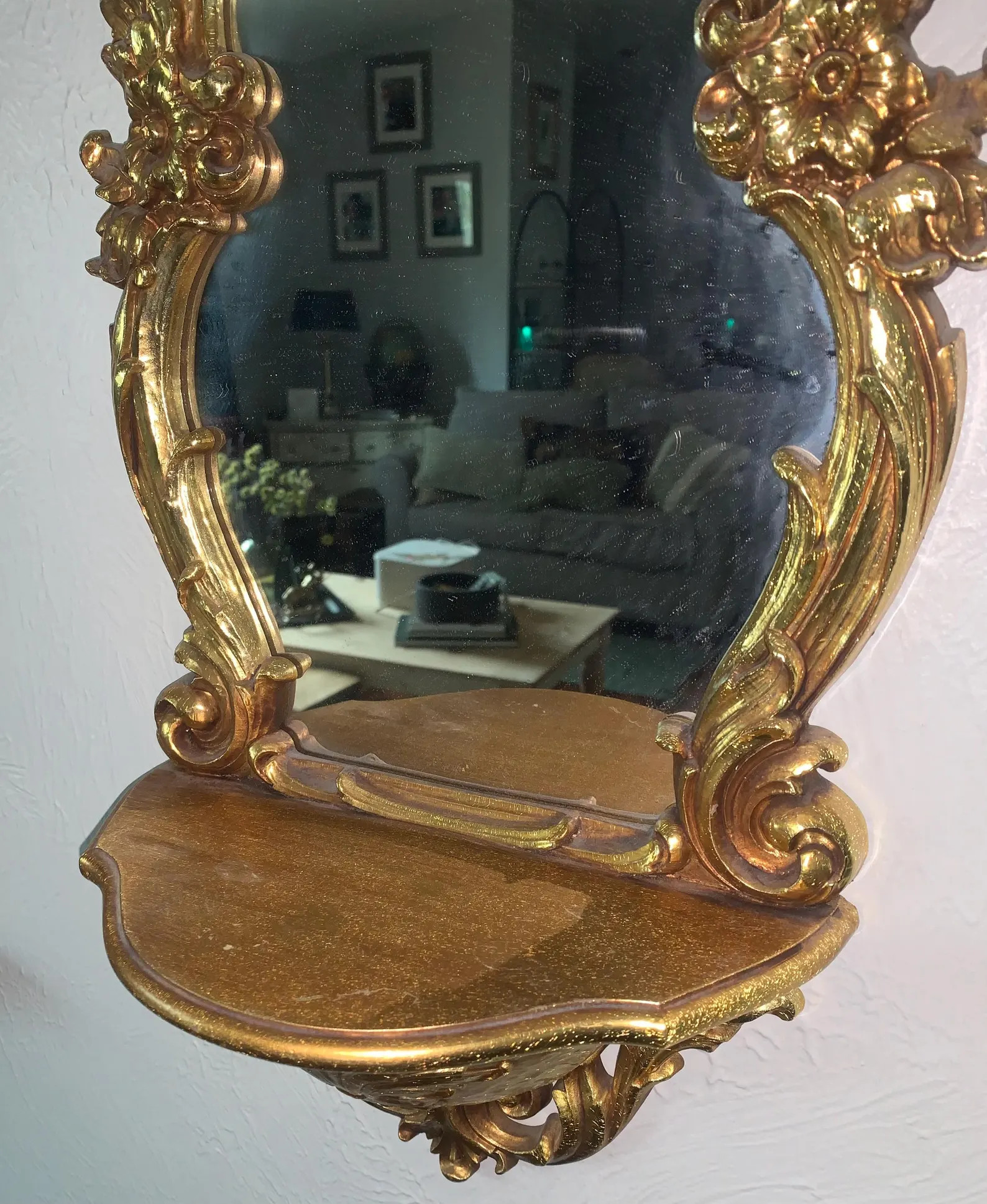 1970s Gold Syroco Mirror with Shelf, Hollywood Regency Ornate Wall Decor | Etsy (US)