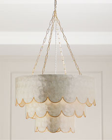 Three-Tiered Scalloped Capiz 3-Light Pendant | Horchow