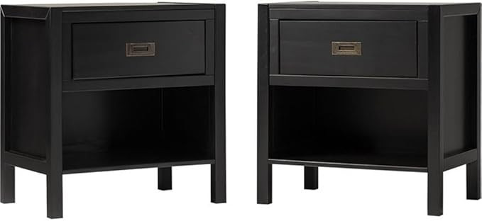 Walker Edison Chelsea Classic 2-Piece Solid Wood Open Cubby 1-Drawer Nightstand Set Black Set of ... | Amazon (US)