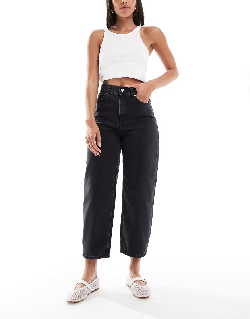 New Look barrel leg jean in black | ASOS (Global)