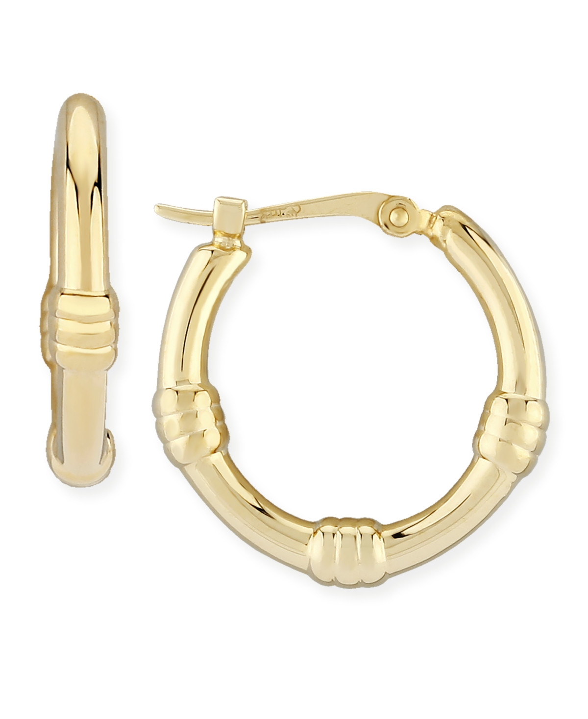 Bamboo Hoop Earrings Set in 14k Gold - Gold | Macy's