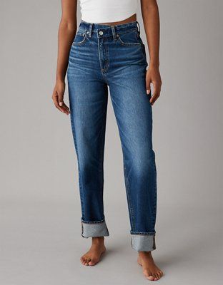 AE Strigid Super High-Waisted Baggy Straight Jean | American Eagle Outfitters (US & CA)