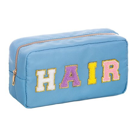 QUNAG Nylon Cosmetic Bag Chenille Letter Cosmetic Pouch Zipper Preppy Makeup Bag Waterproof Hair Bag | Walmart (US)
