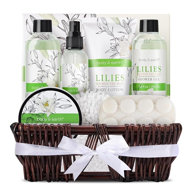 Gift Baskets For Women Body & Earth 10pcs Spa Gifts For Women, Lily Gift Baskets Bath and Body Wo... | Amazon (US)