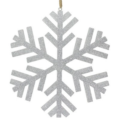 Northlight Glitter Drenched Wooden Snowflake Christmas Ornament - 11.75" - Silver Tone | Target