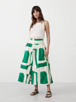 Poplin Dropped-Waist Maxi Skirt | Banana Republic Factory