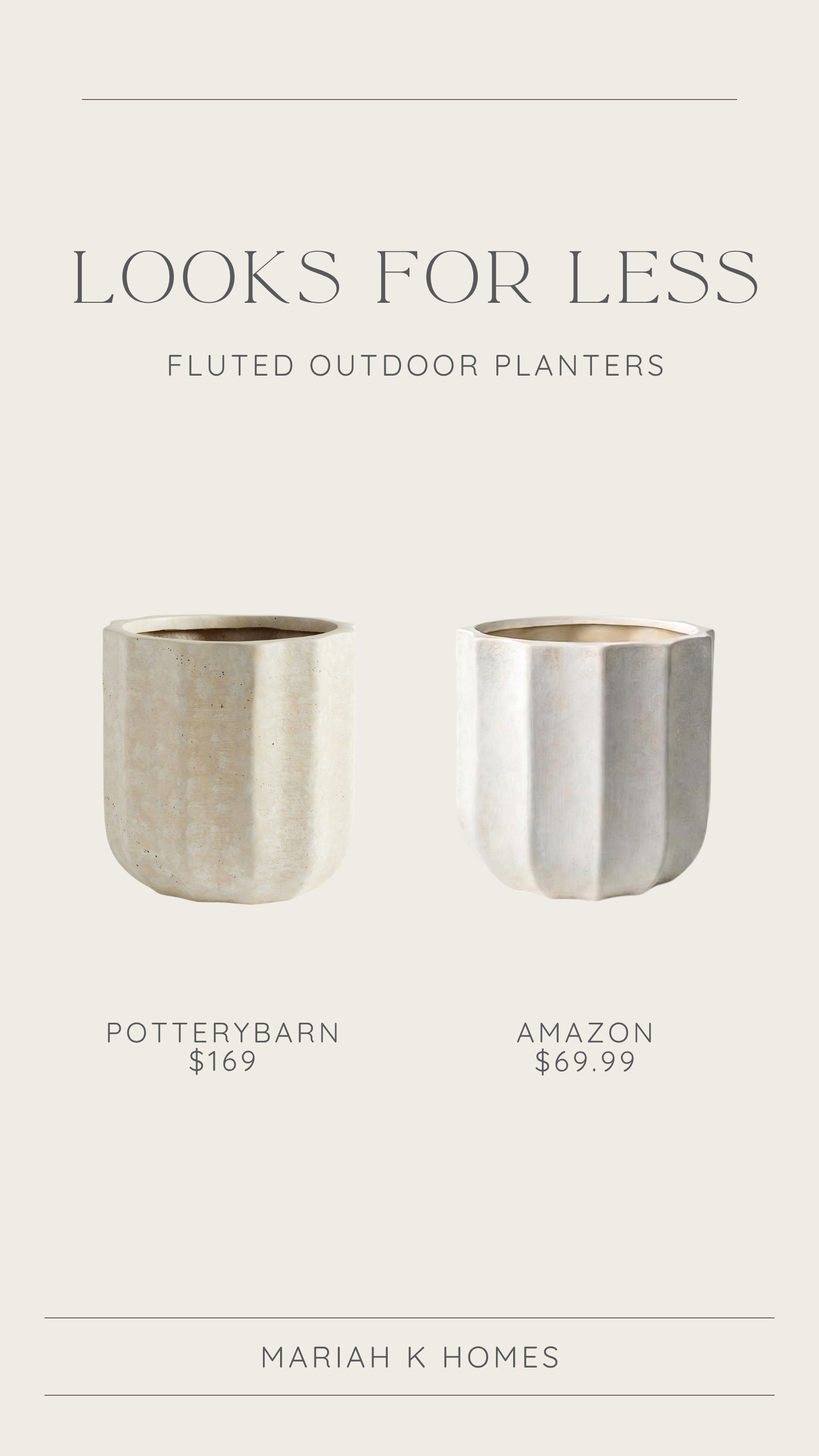 These fluted planters from Pottery Barn are a top-selling favorite for a reason! I love the classic shape and textured detail, but they are definitely a splurge. I found an Amazon option that is nearly identical and gives you that same elevated look for so much less! #PotteryBarn #PotteryBarnFinds #AmazonFinds #AmazonHome #FlutedPlanter #PlanterIdeas #DesignerLookForLess #LookForLess #HomeDecorFinds #AffordableHomeDecor #mariahkoehle #mariahkhomes #socialagentcircle #expluxury #exprealty 

 #LTKHome #LTKSaleAlert