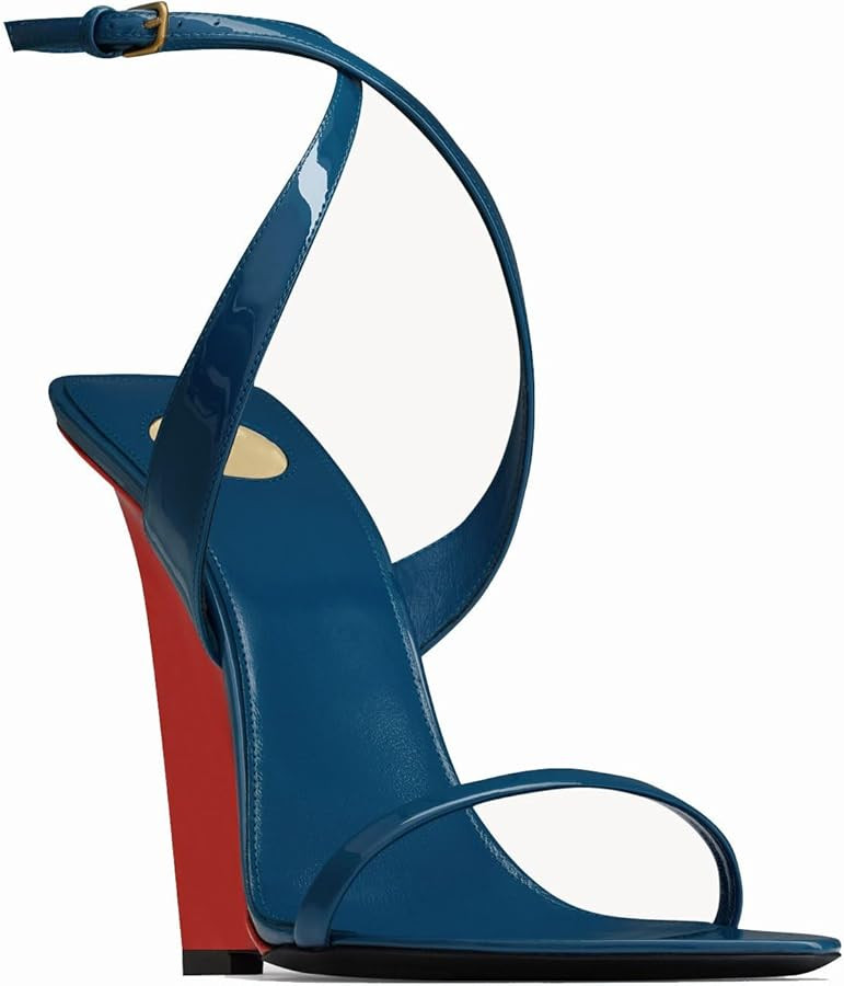 Wedge Sandals for Women Strappy Wedge Heels Pointed Open Toe Heeled Sandals Buckle Ankle Strap He... | Amazon (UK)