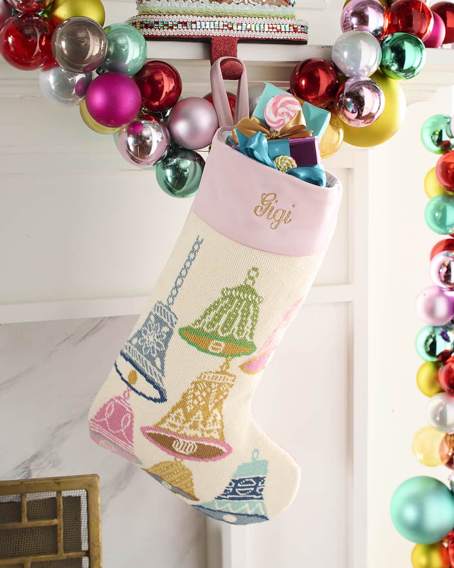 Bauble Stockings x Sainty Nelsen "The Jingle Jangle" Christmas Stocking, Personalized | Neiman Marcus
