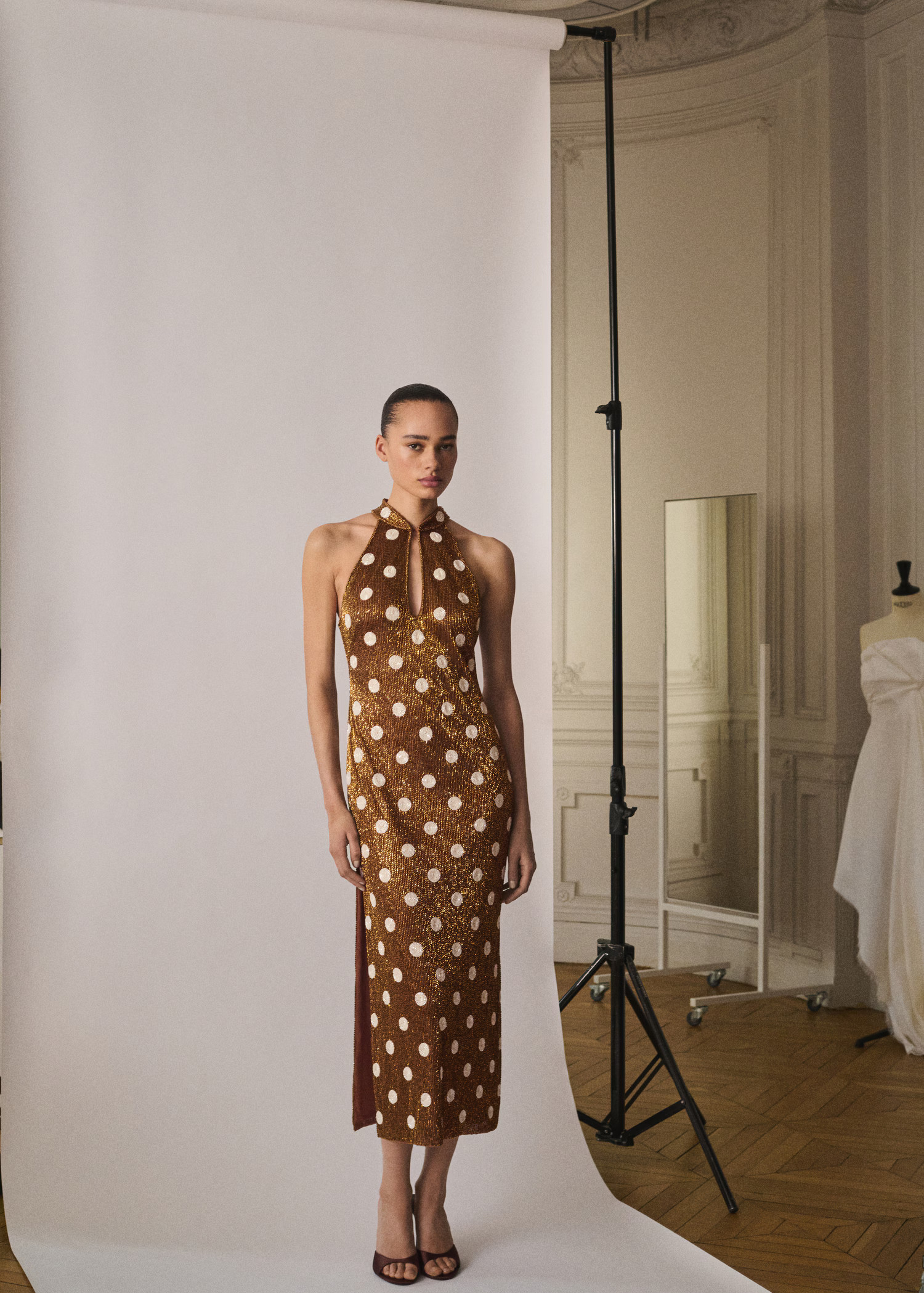 Rhinestone polka-dot halter dress - Women | MANGO United Kingdom | MANGO (UK)