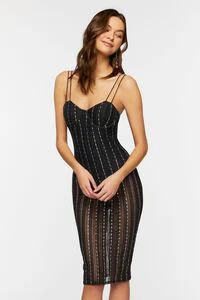 Glitter-Striped Bustier Midi Dress | Forever 21 (US)