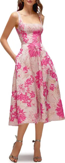 Dessy Collection Floral Jacquard Sleeveless Fit & Flare Midi Dress | Nordstrom | Nordstrom
