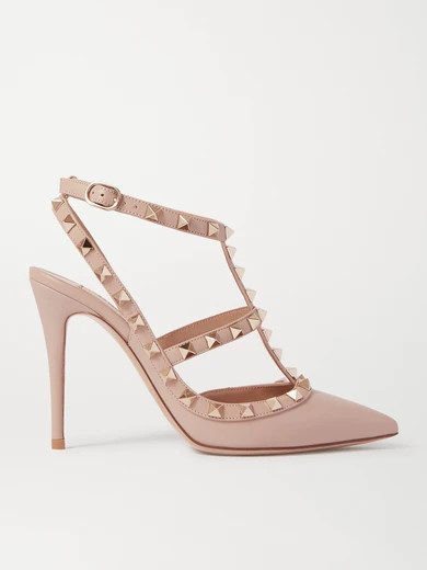 Valentino - Valentino Garavani Rockstud Leather Pumps - Neutral | NET-A-PORTER (US)