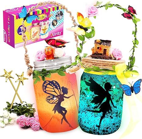 Alritz Fairy Lantern Craft Kit - Gift for Kids Ages 4-12 - Remote Control Mason Jar Night Light -... | Amazon (US)