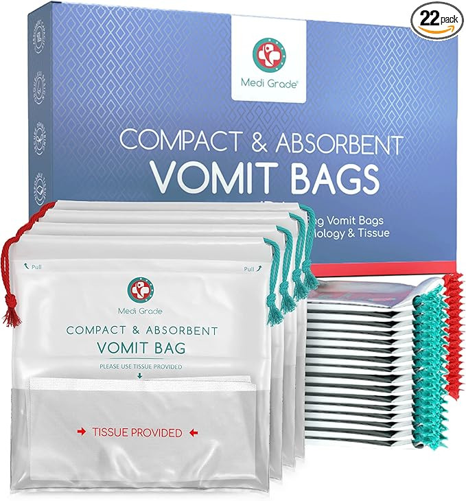 Medi Grade Absorbent Vomit Bags Disposable for Adults and Kids, 22pcs - Travel Essentials Leakpro... | Amazon (US)