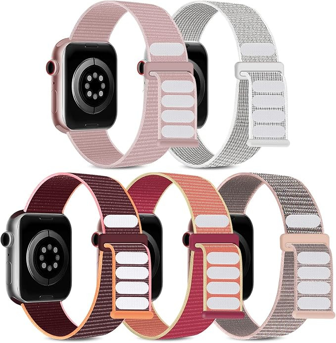 Amazon.com: 5 Pack Sport Loop Bands Compatible with Apple Watch Band 38mm 40mm 41mm 42mm 44mm 45m... | Amazon (US)