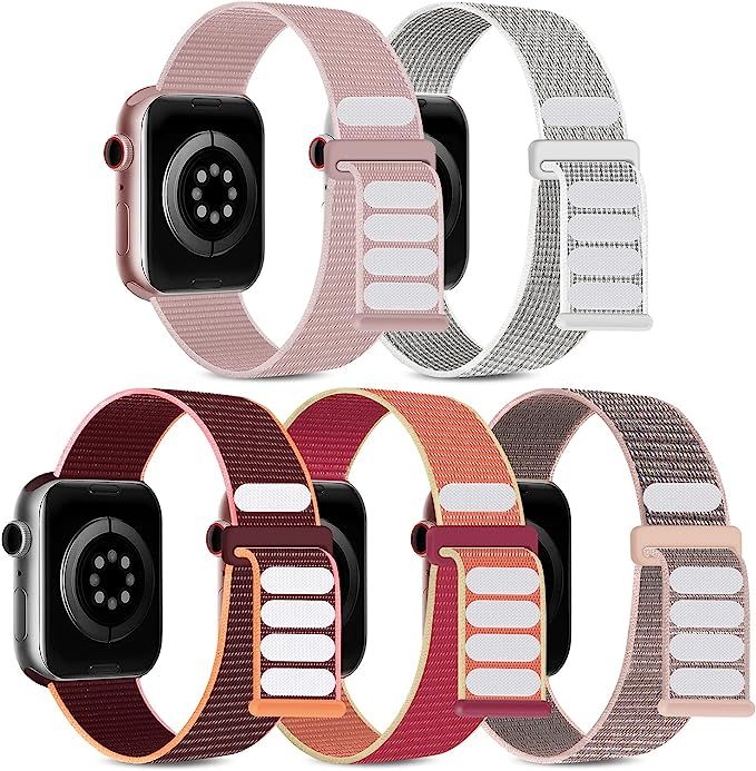 Amazon.com: 5 Pack Sport Loop Bands Compatible with Apple Watch Band 38mm 40mm 41mm 42mm 44mm 45m... | Amazon (US)