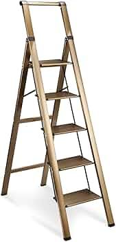 HBTower 5 Step Ladder, Aluminum Ladder with Handrails, Folding Step Stool for Adults, 330LBS Capa... | Amazon (US)