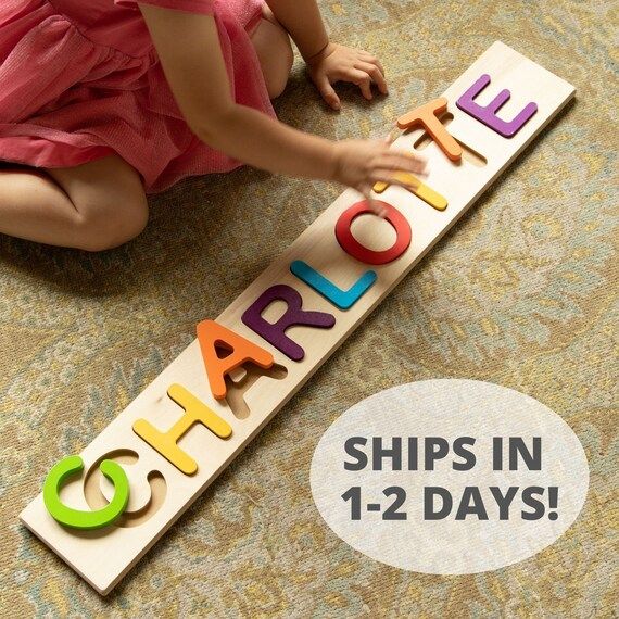 Personalized Name Puzzle - Fat Brain Toys - Ships in 1-2 Business Days - Wooden Name Puzzle - Cus... | Etsy (US)