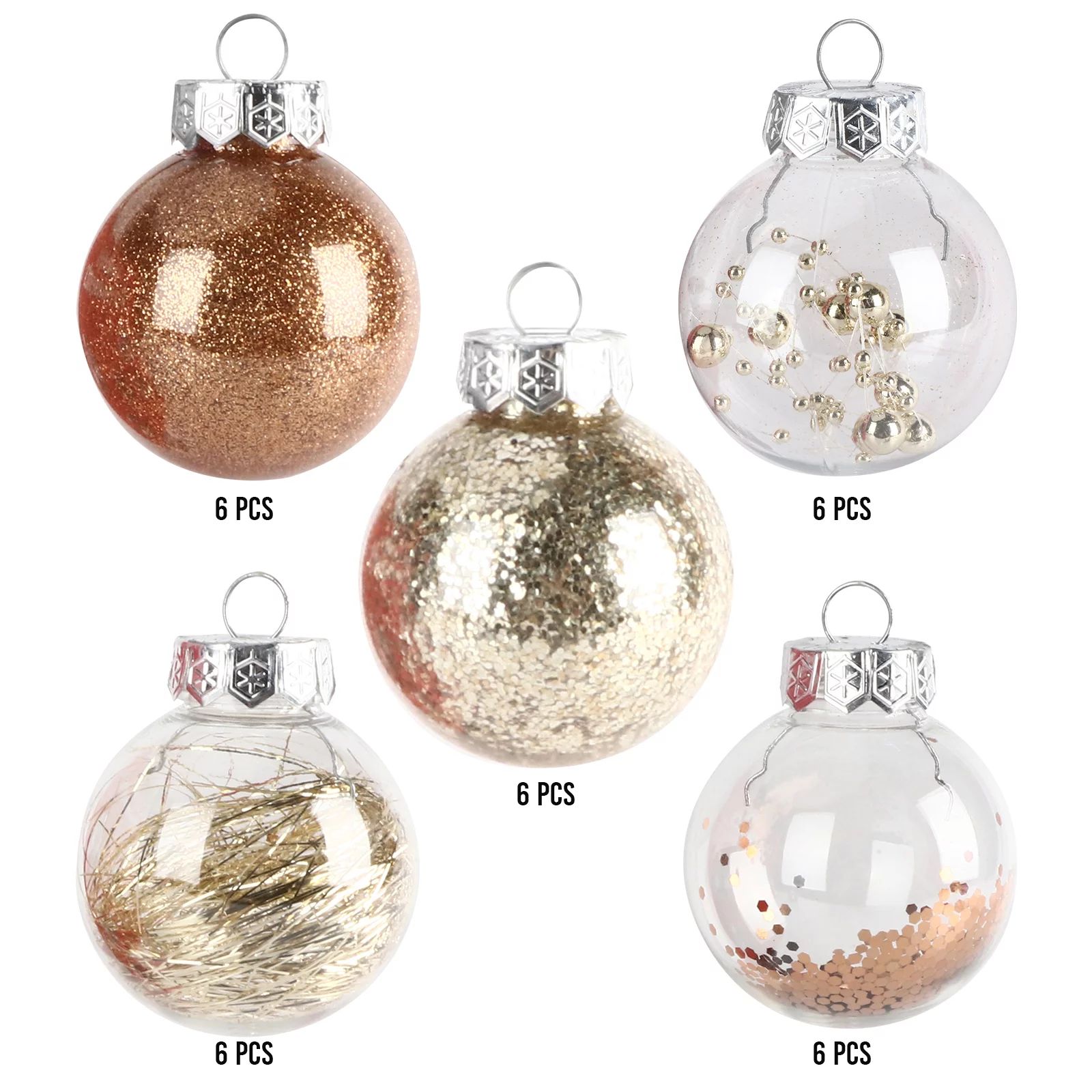 BIGTREE 30 Pieces Christmas Ball Glitter Ornaments Gold Shatterproof Christmas Decorations Tree X... | Walmart (US)