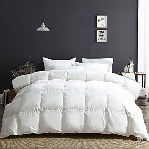 APSMILE King Size Luxury 100% Organic Cotton All Season Goose Feathers Down Comforter 750 Fill Power | Amazon (US)